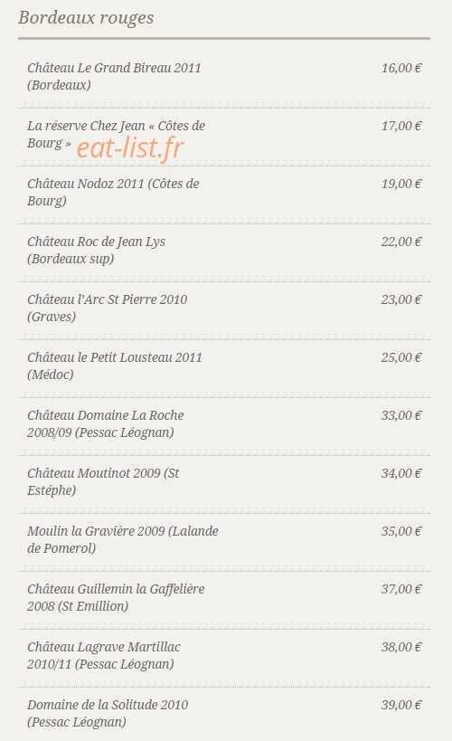 Chez Jean — carte page 8