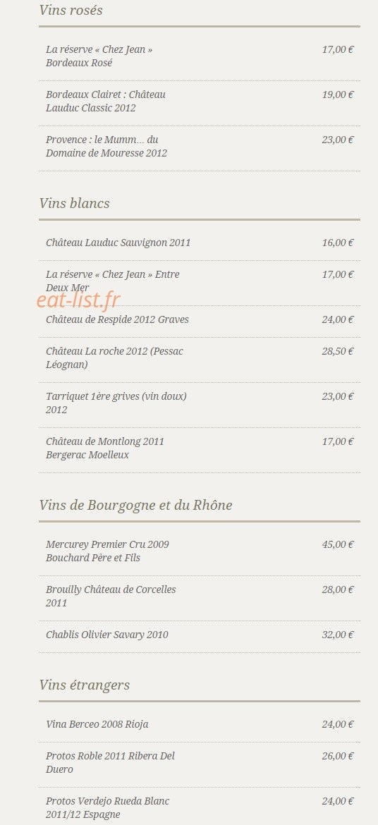 Chez Jean — carte page 7