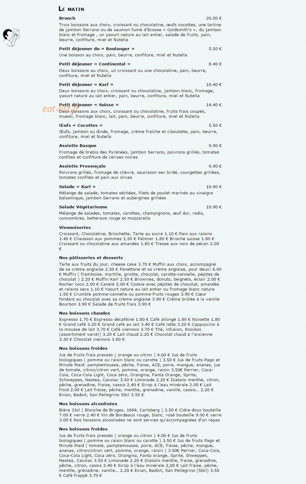 Chez Karl — carte page 1