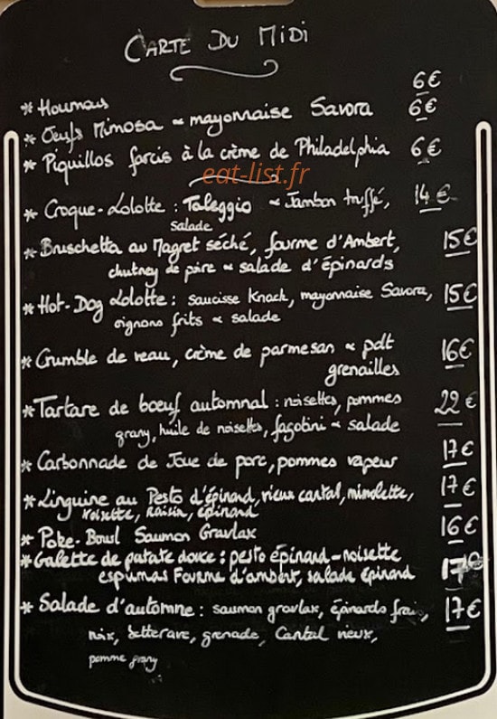 Chez Lolotte — carte page 1