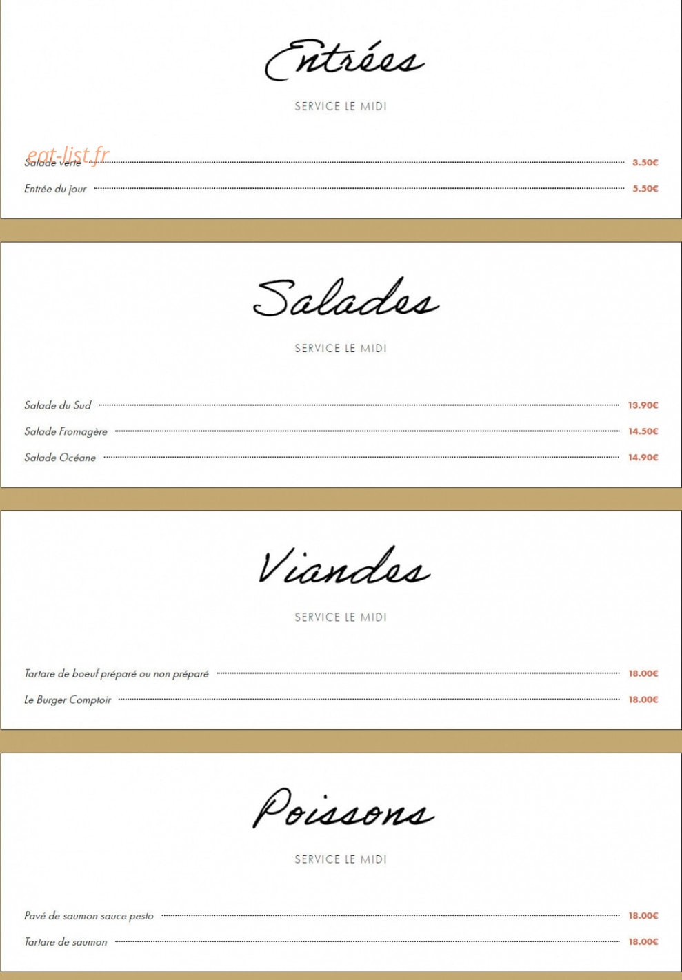 Comptoir Christoly — carte page 1