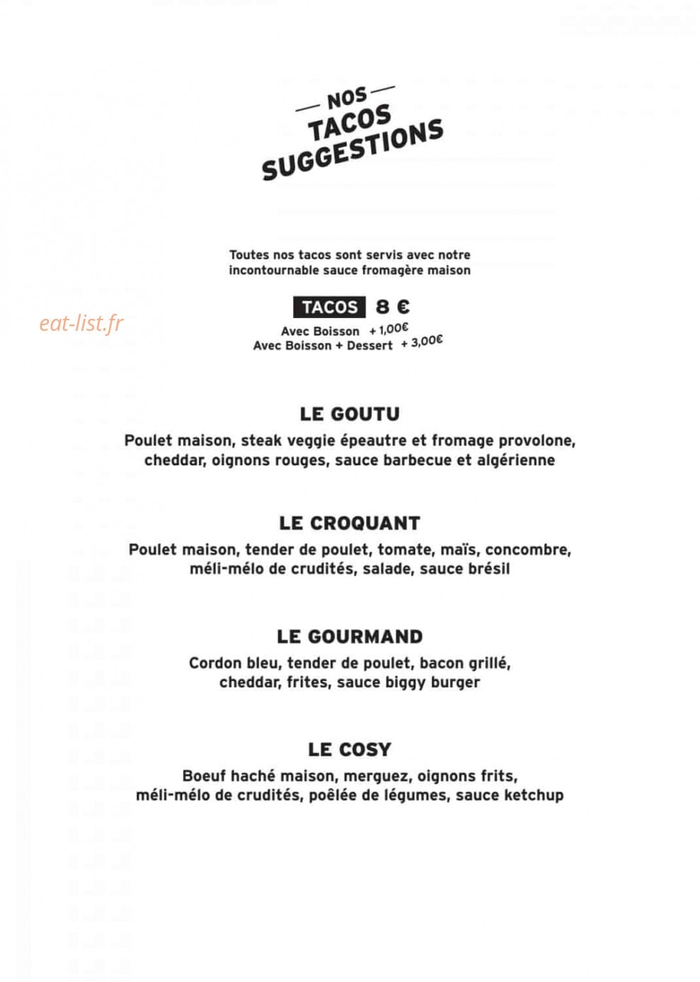Cosy Tacos — carte page 7