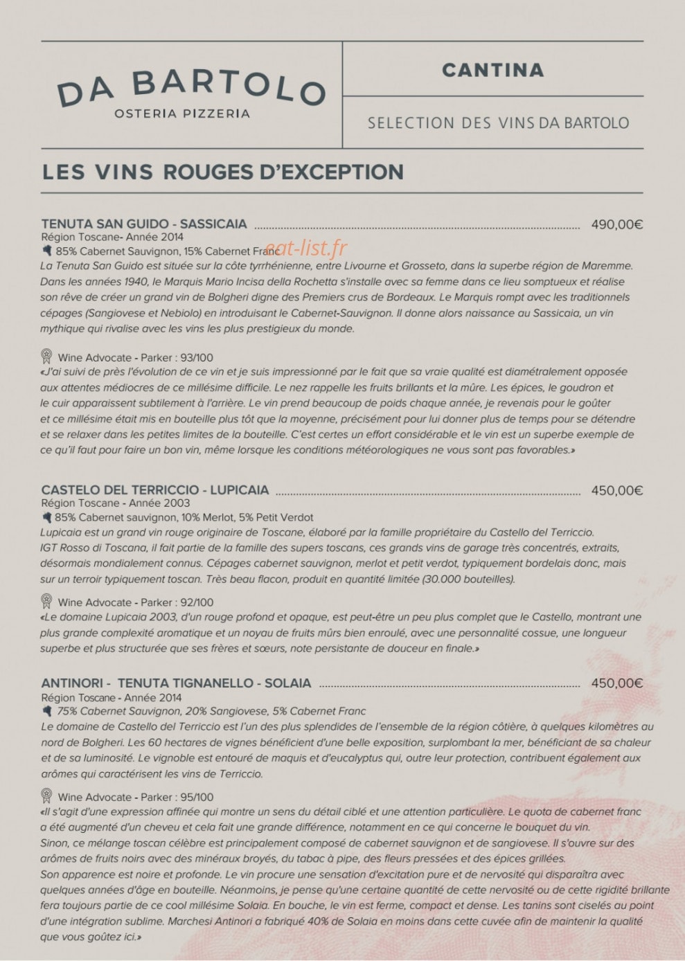 Da Bartolo — carte page 17