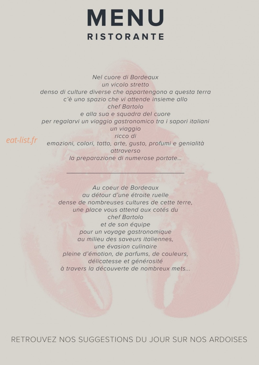 Da Bartolo — carte page 1