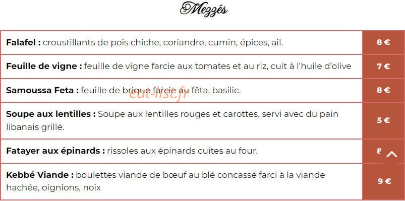 Délices De Damas — carte page 2