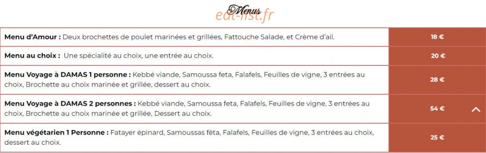 Délices De Damas — carte page 4