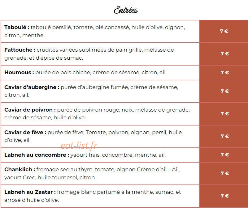 Délices De Damas — carte page 1