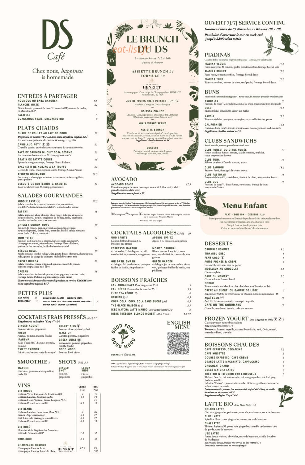 DS Café — carte page 1