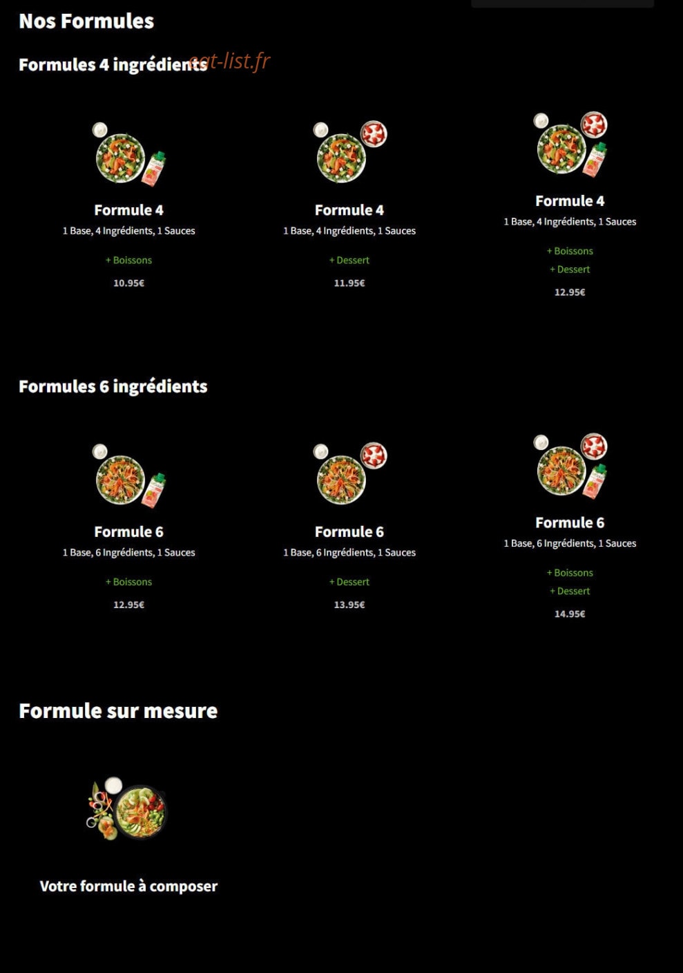 Eat Salad — carte page 1