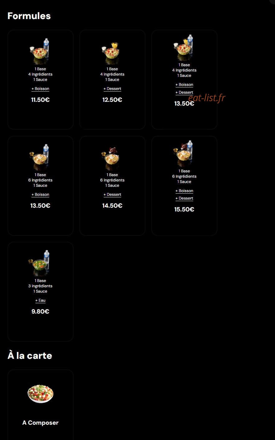 Eat Salad — carte page 1