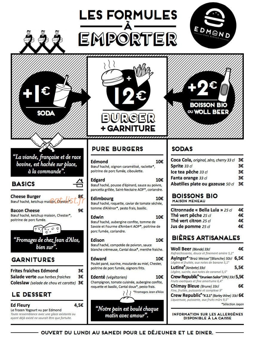 Edmond Pure Burger — carte page 2