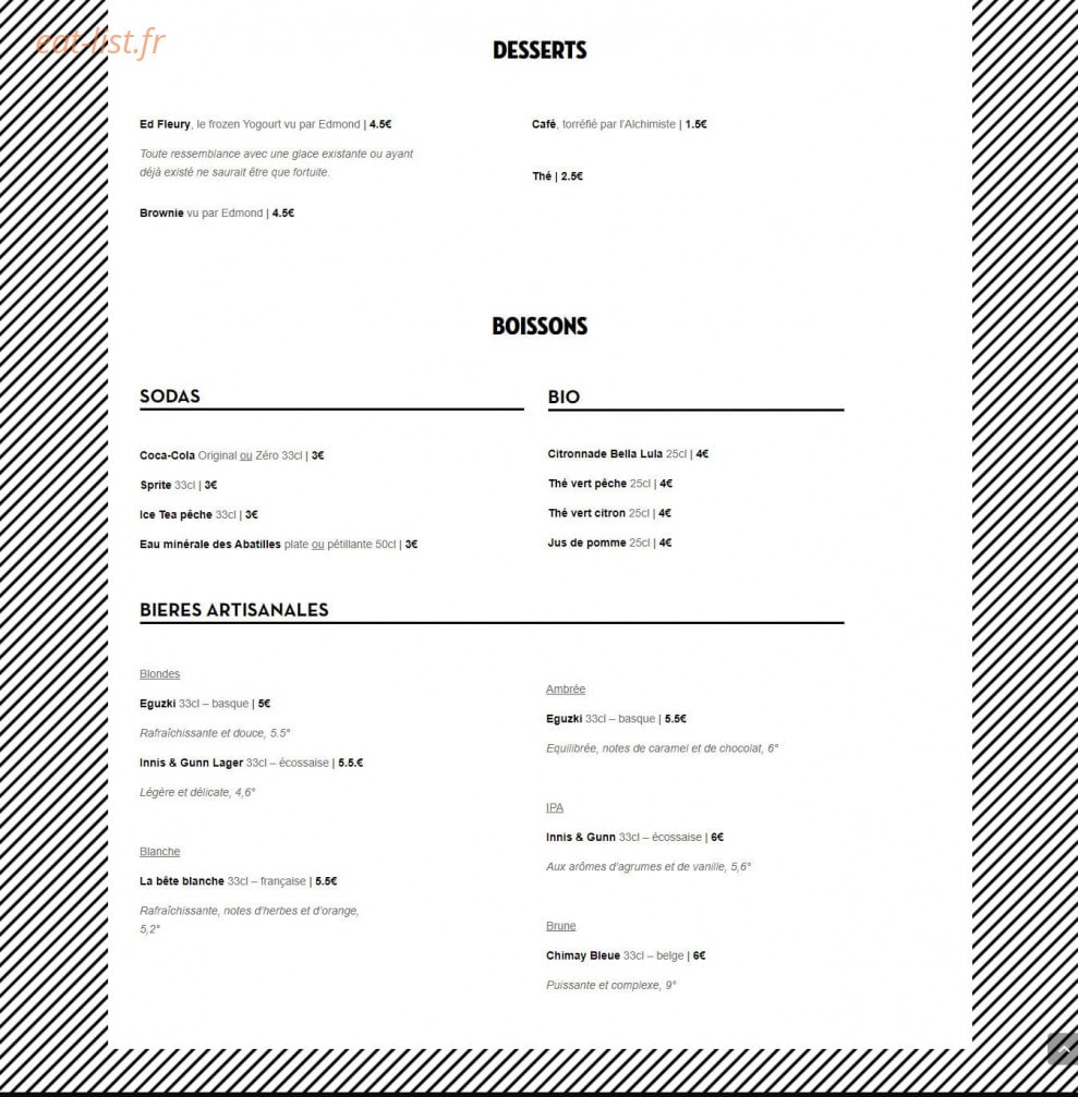 Edmond pure Burger — carte page 2