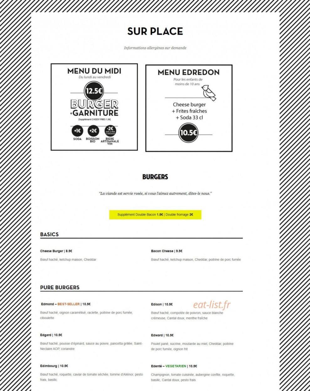 Edmond pure Burger — carte page 1