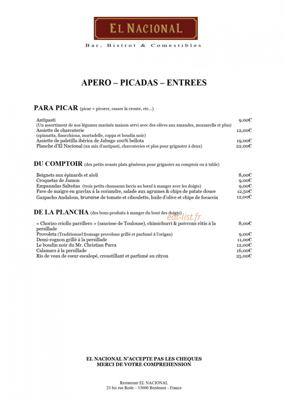 El Nacional — carte page 1