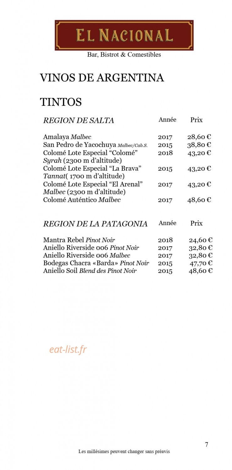 El Nacional — carte page 14