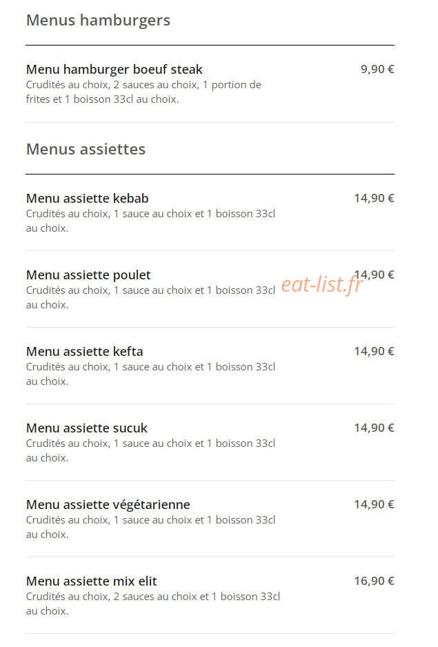 Elysée Doner Kebab — carte page 3