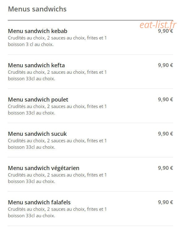 Elysée Doner Kebab — carte page 2