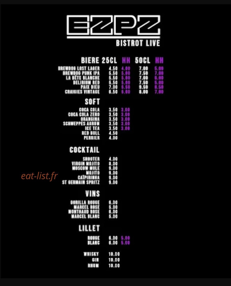 EZPZ — carte page 2