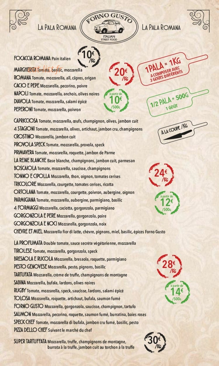 Forno Gusto — carte page 1