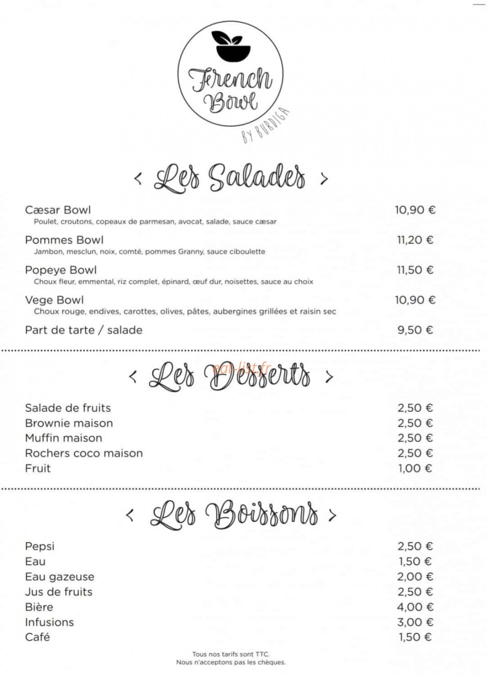French bowl — carte page 2