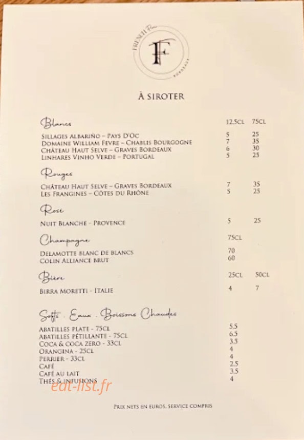 French Flair — carte page 1