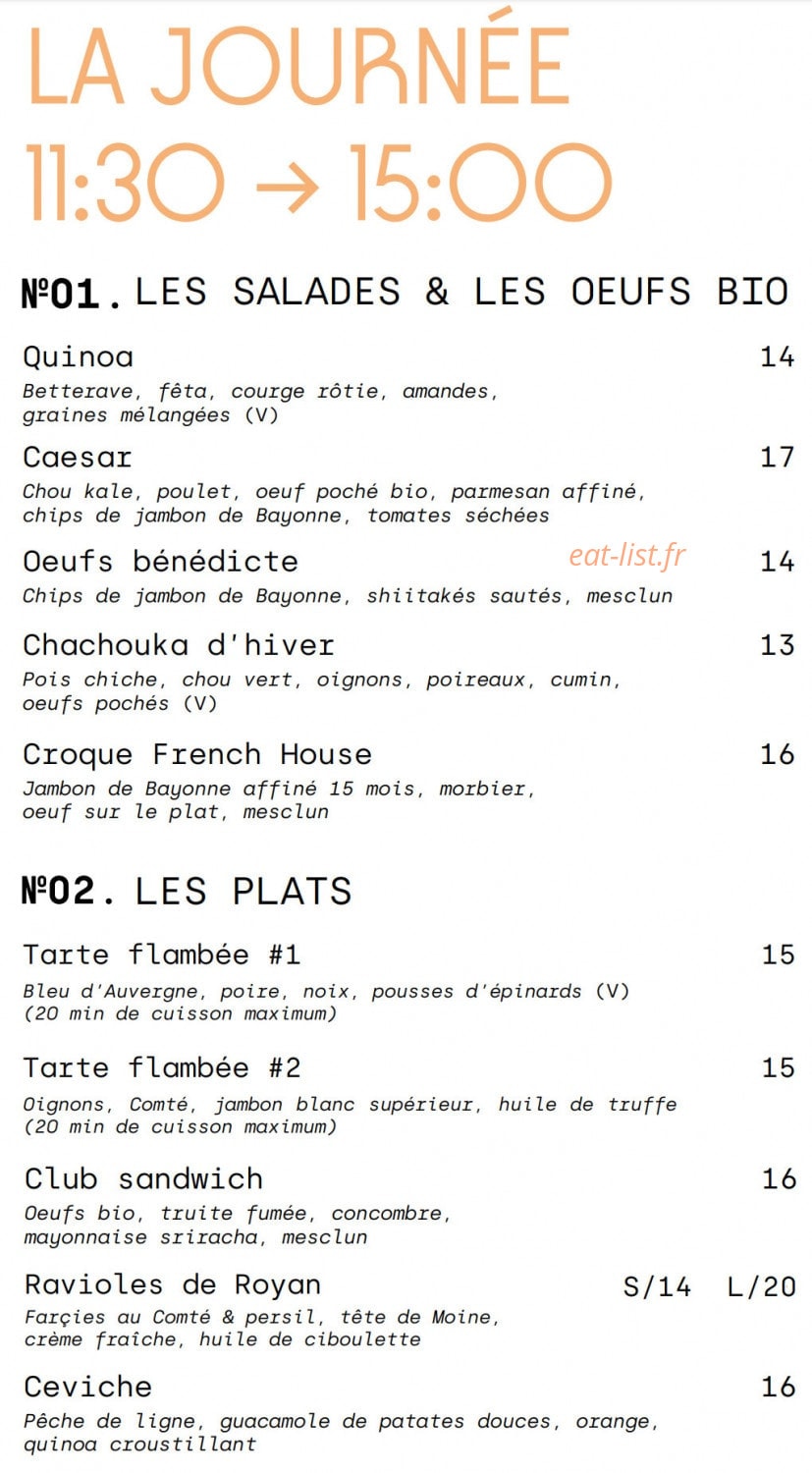 French House — carte page 2