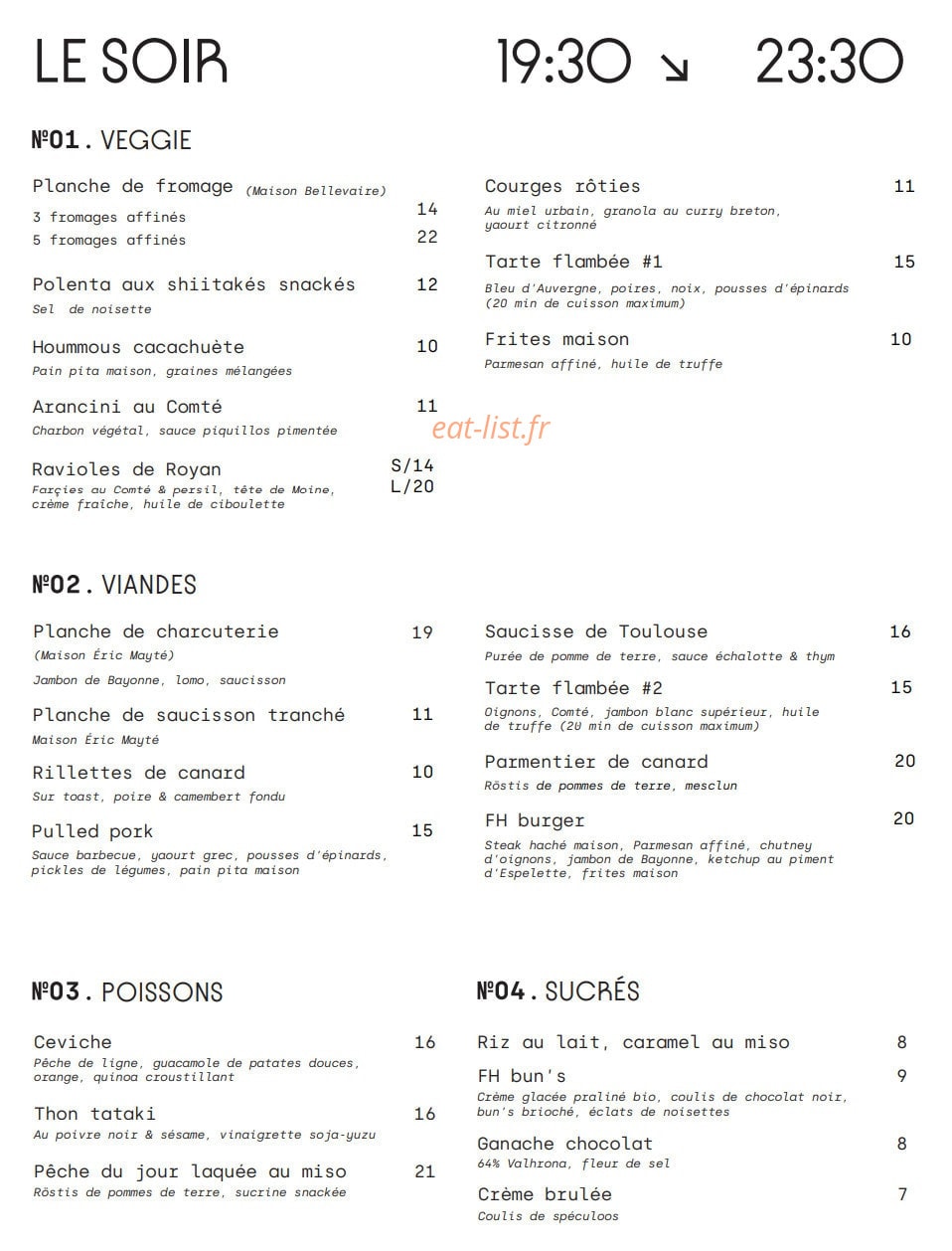 French House — carte page 7