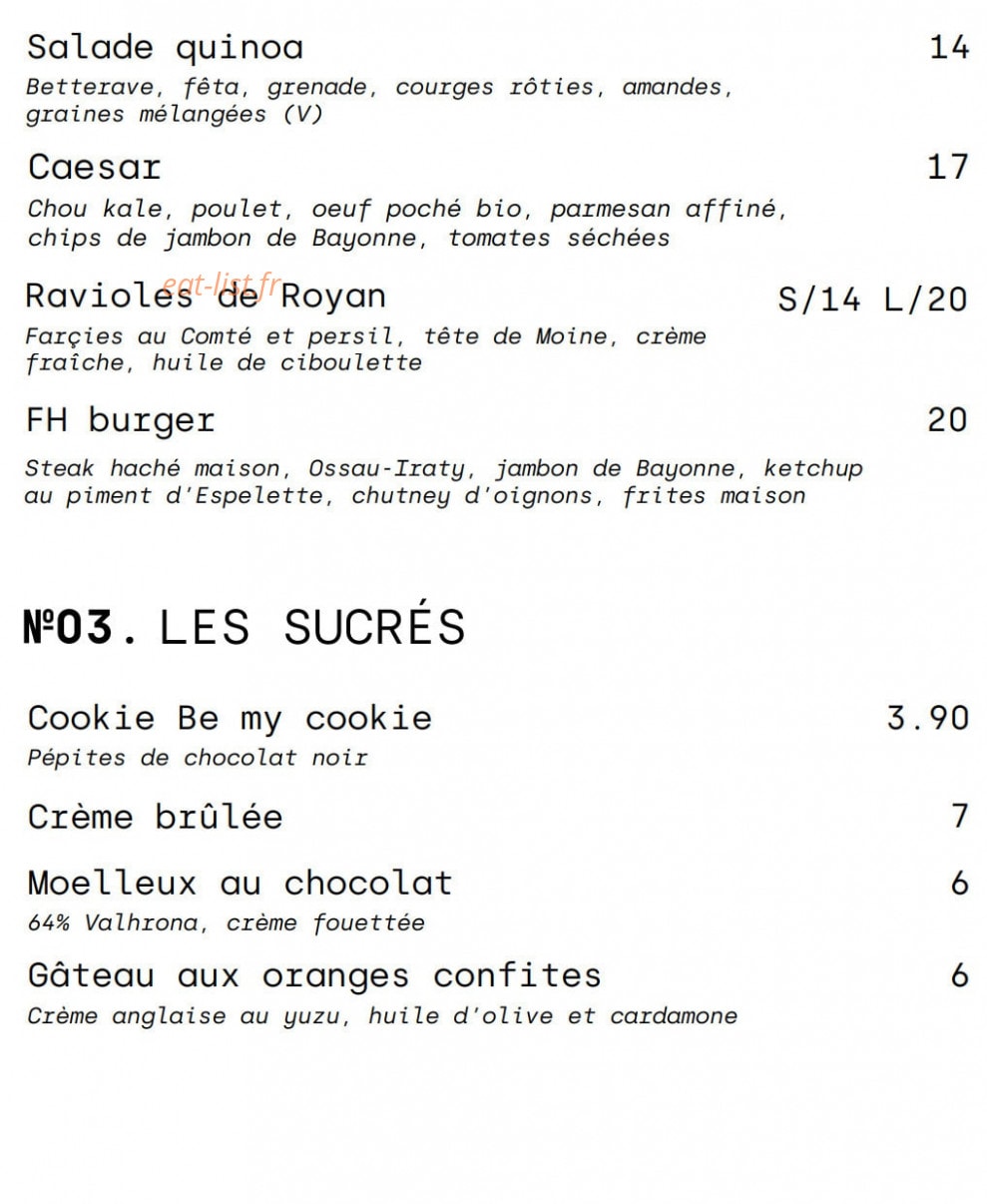 French House — carte page 6