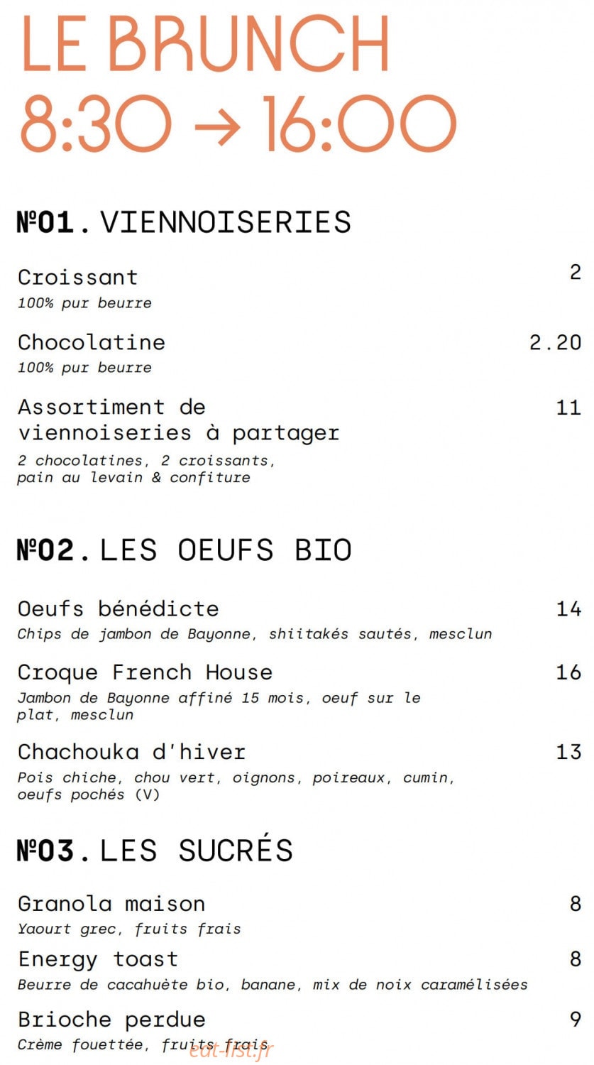 French House — carte page 8