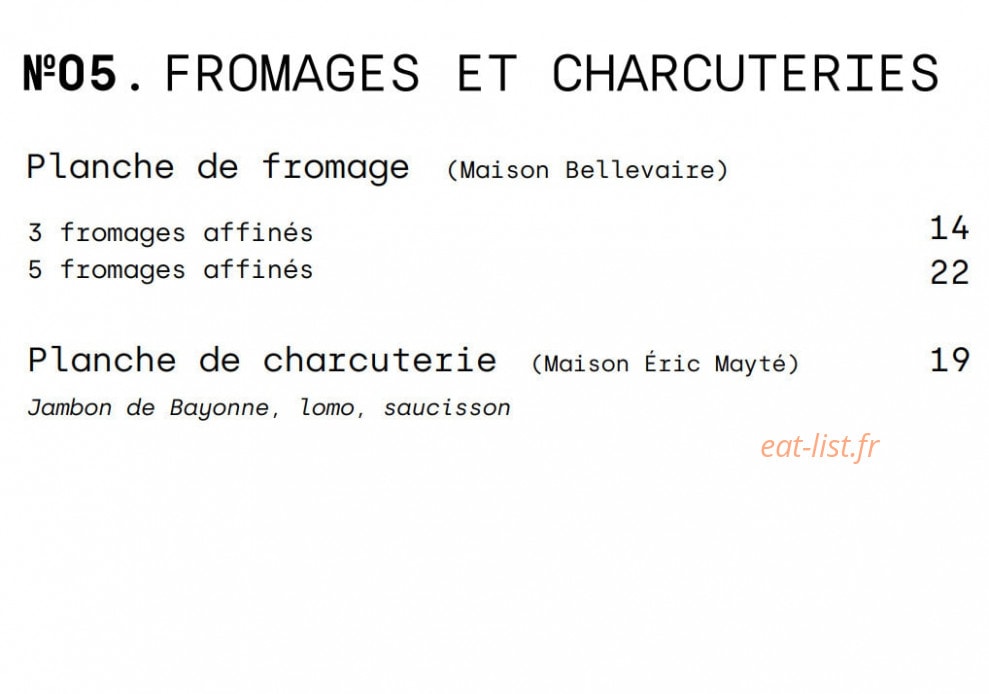 French House — carte page 10