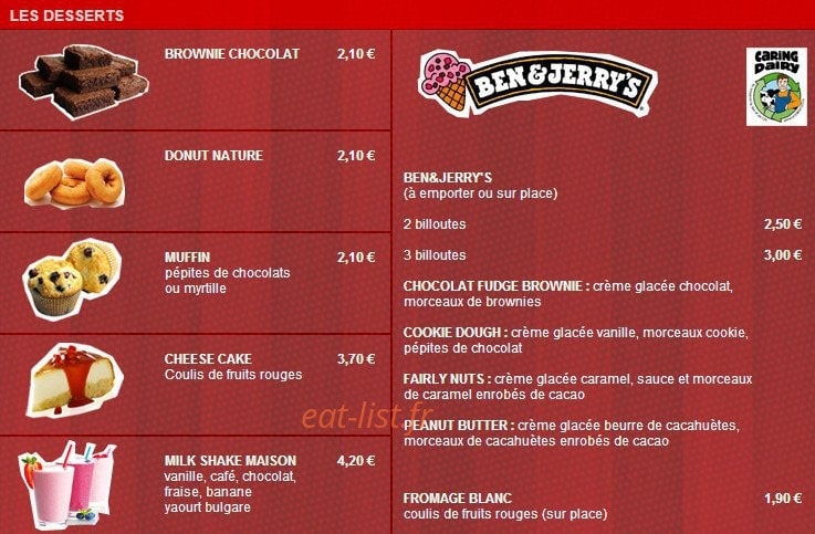 Funky Burger — carte page 4