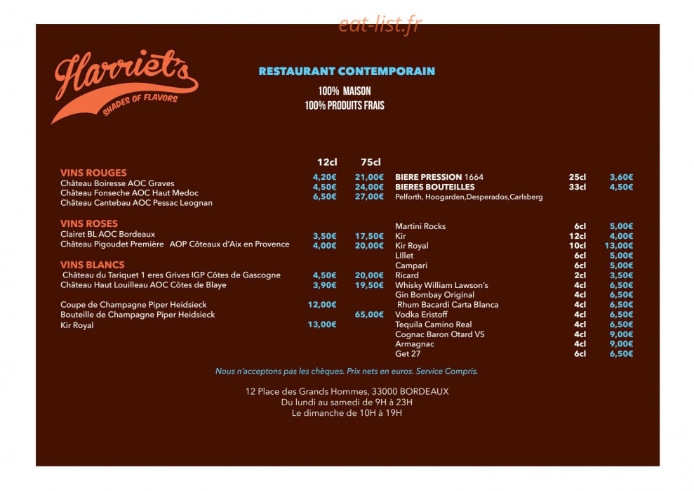 Harriet's — carte page 2