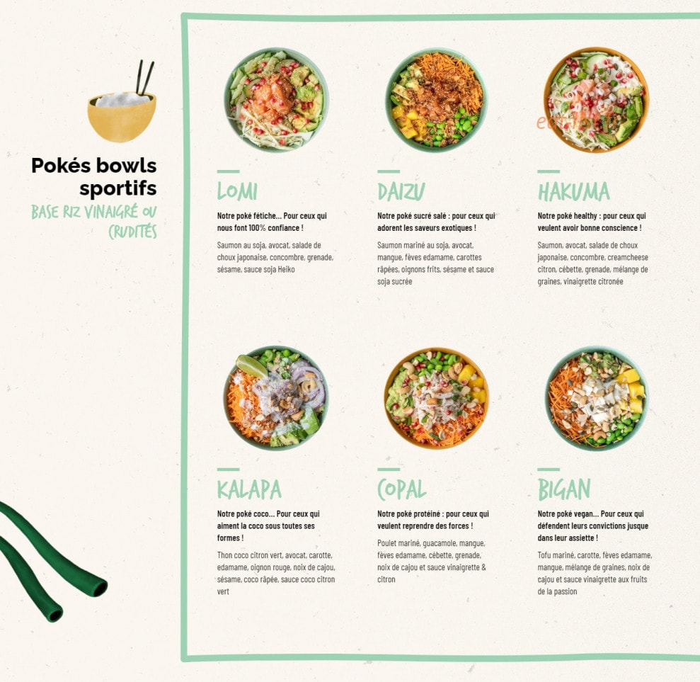 Carte et menu de Heiko - Poké et Açai à Bordeaux — Les pokés bowls sportifs