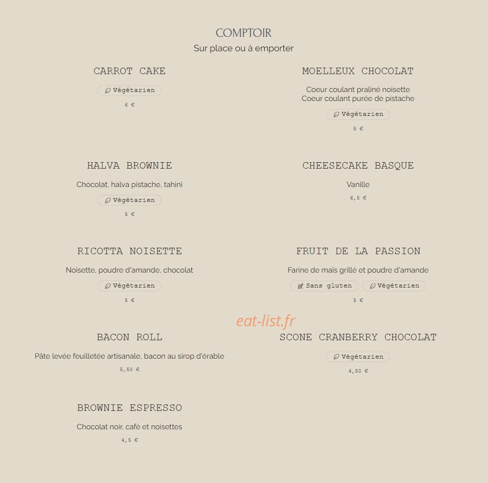 Homie's kitchen — carte page 1