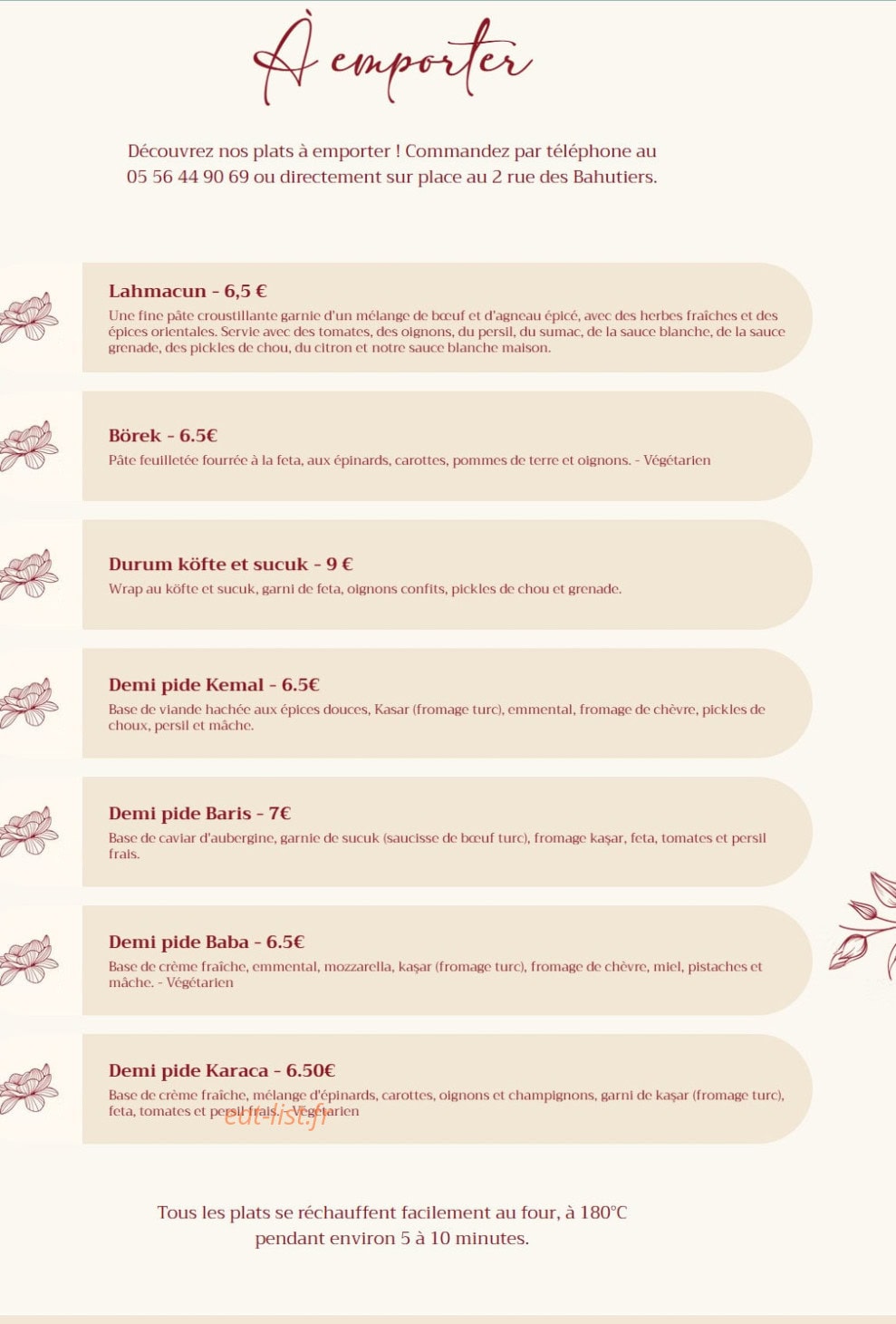 Istanbul Café — carte page 1