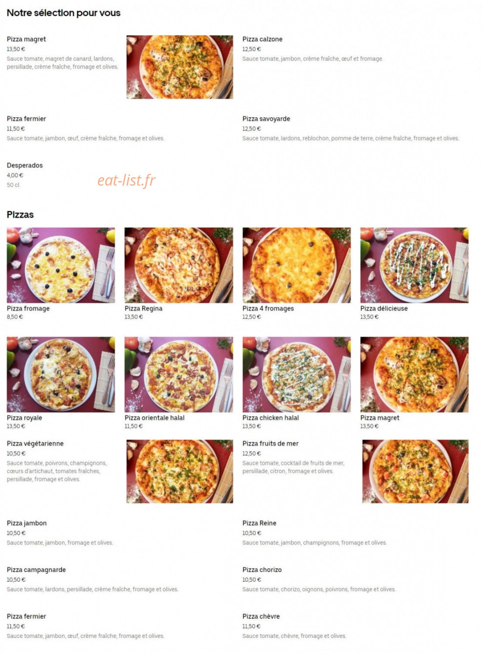 Kris Pizz — carte page 1