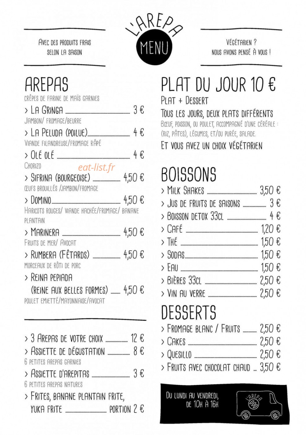L'Arepa — carte page 2