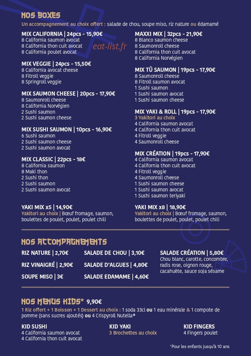 L'échoppe à Sushis — carte page 2