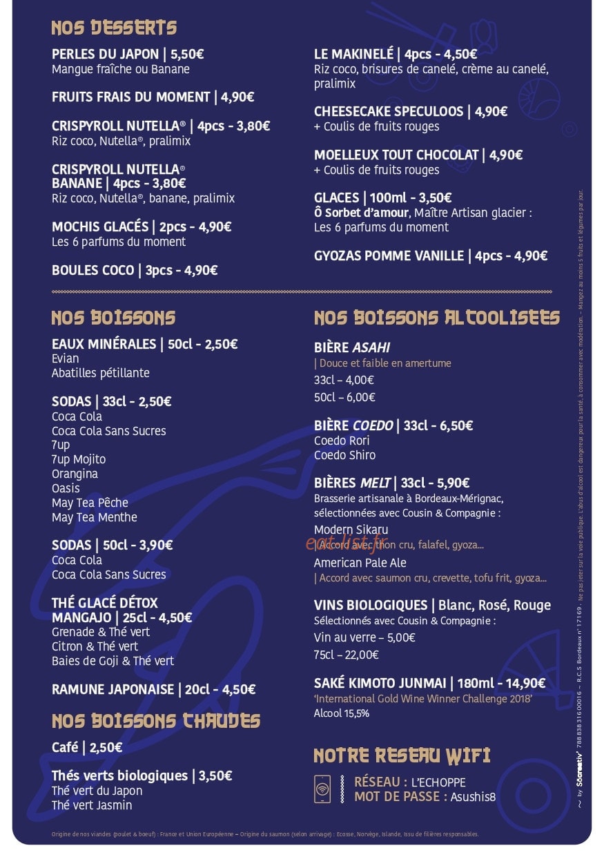 L'échoppe à Sushis — carte page 8