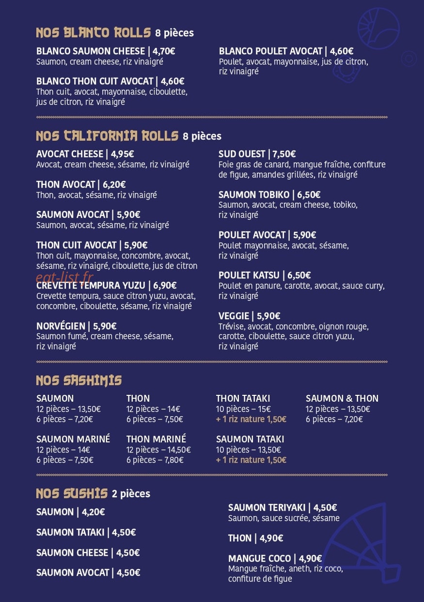 L'échoppe à Sushis — carte page 7