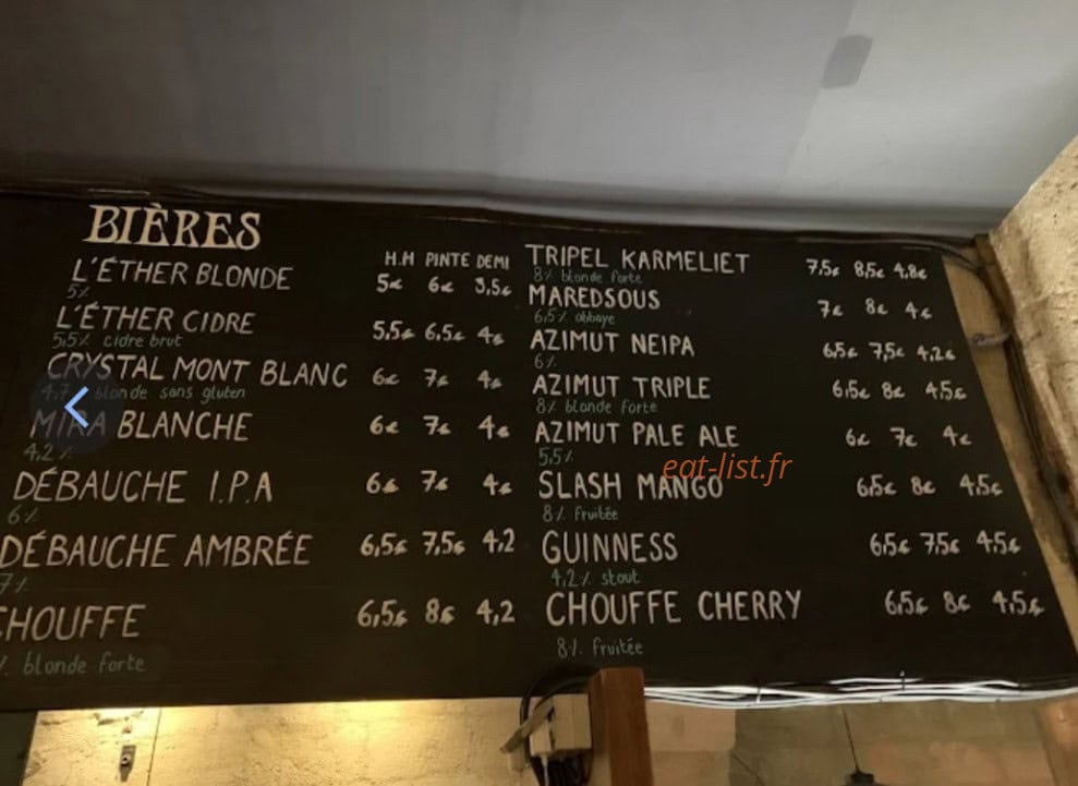 L'Ether Bar — carte page 2