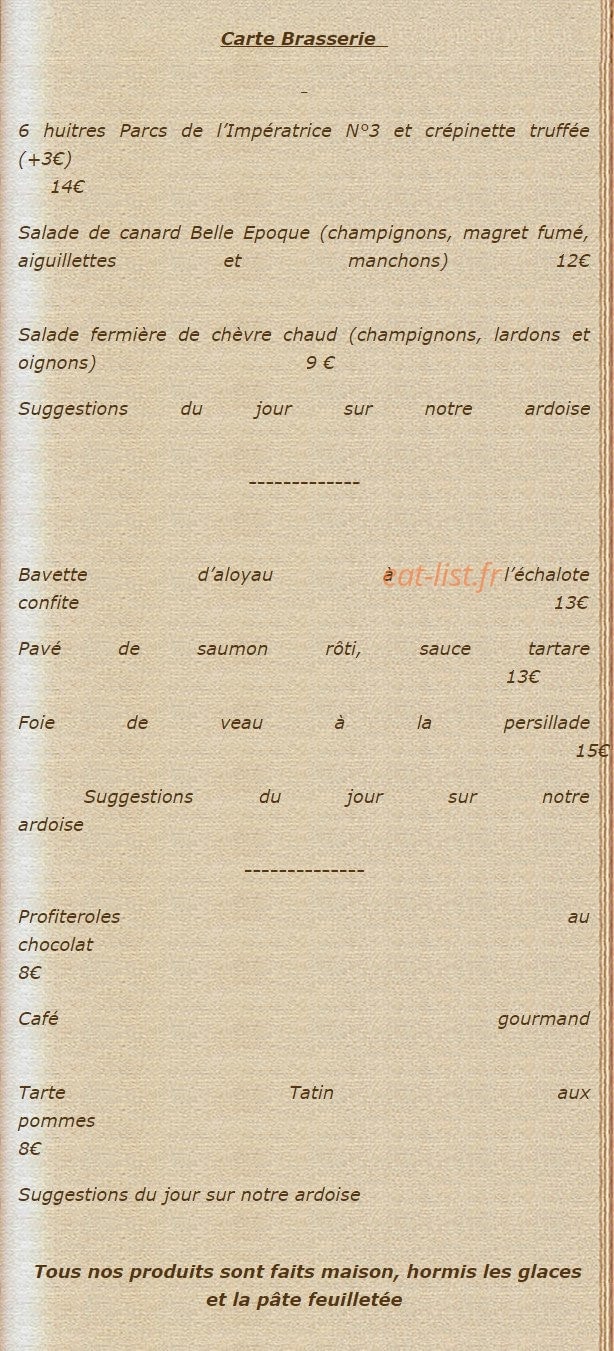La belle epoque — carte page 1