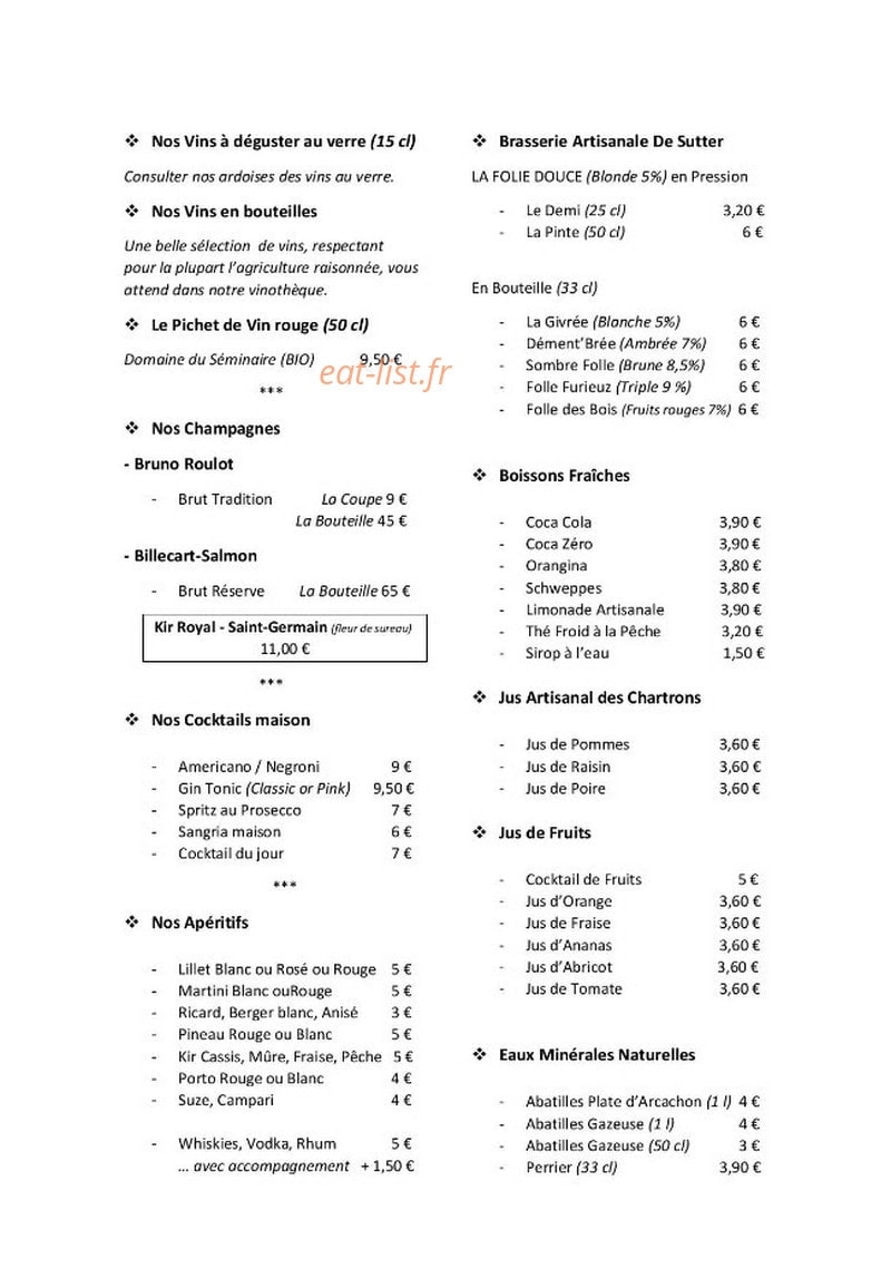 La Brasserie des Chartrons — carte page 3