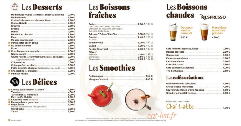 La Cabane à Bagels — carte page 2