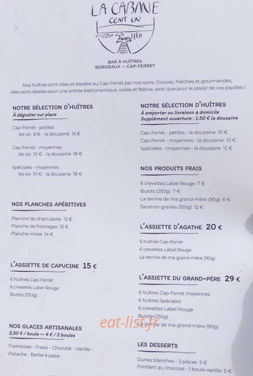 La Cabane Cent Un — carte page 1
