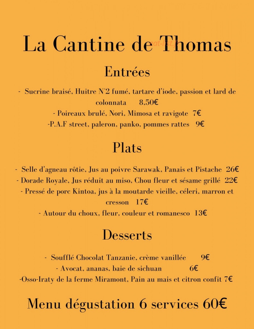 La Cantine de Thomas — carte page 2