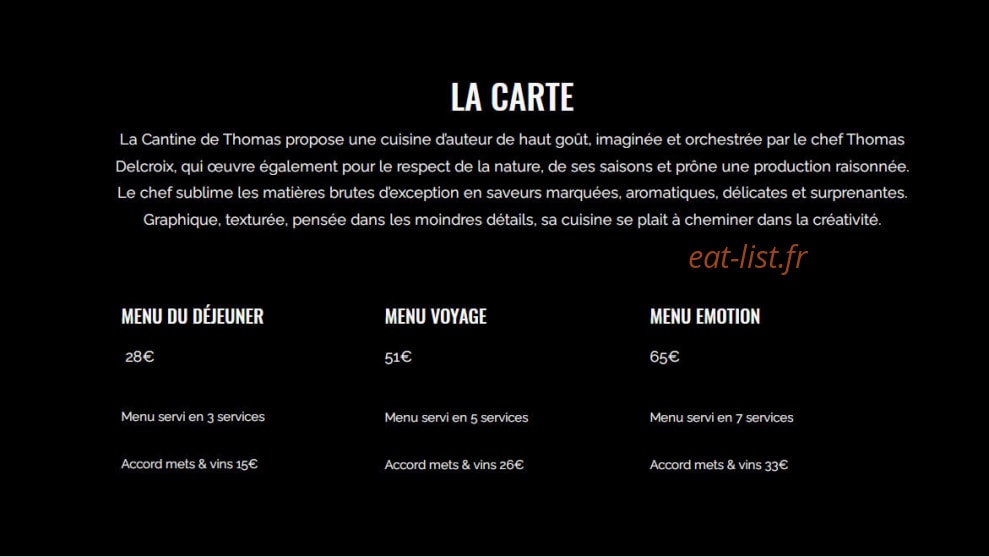 La Cantine de Thomas — carte page 1