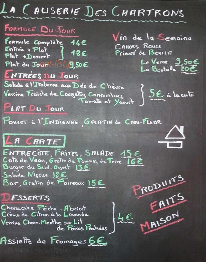 La Causerie des Chartrons — carte page 1