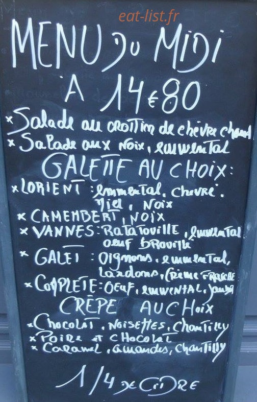 La Crêperie du Palais — carte page 1