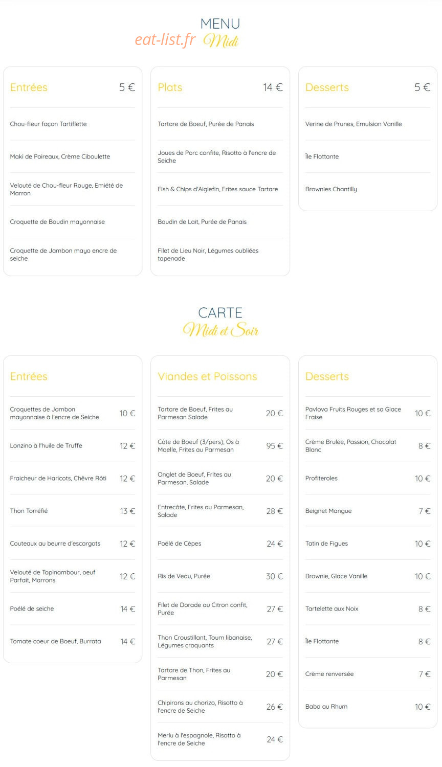 La Croix Blanche — carte page 1